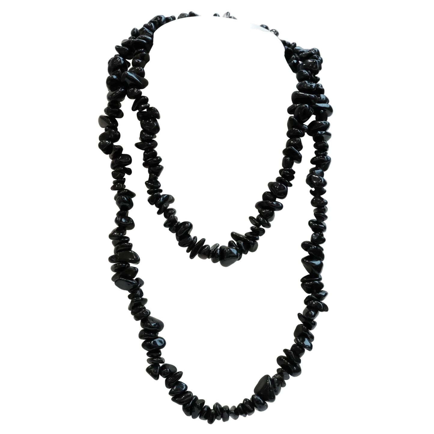 Black Obsidian Chip Necklace 32"