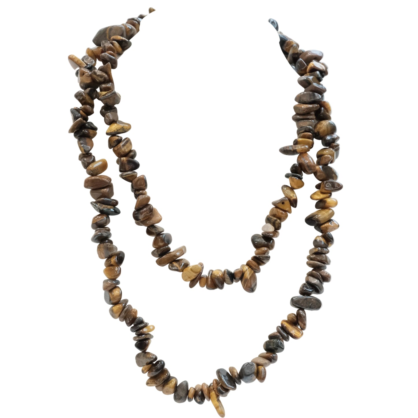 Tiger Eye Chip Necklace 32" - Focus, Strength & Inner Vision