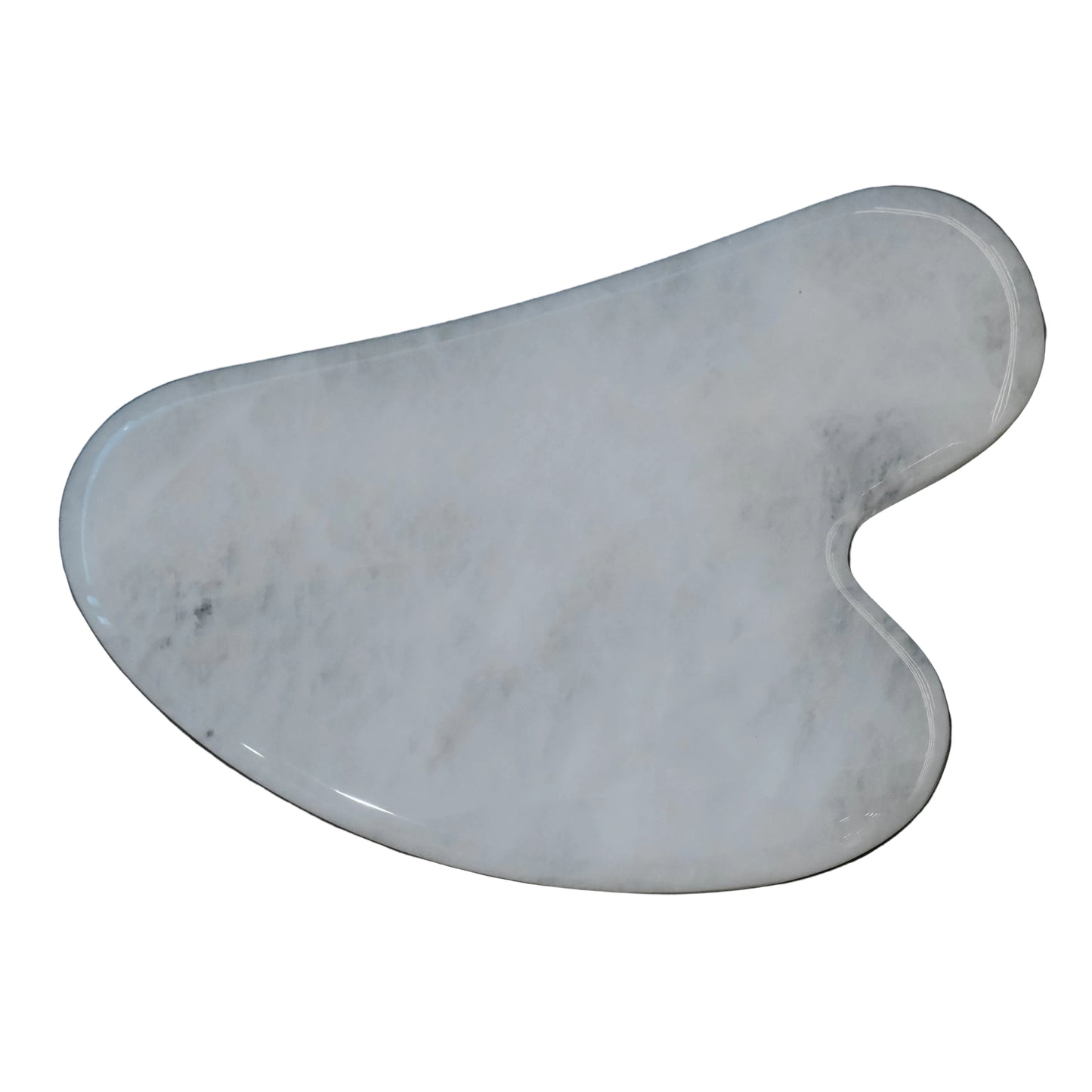 White stone tool shaped like a heart on a black background