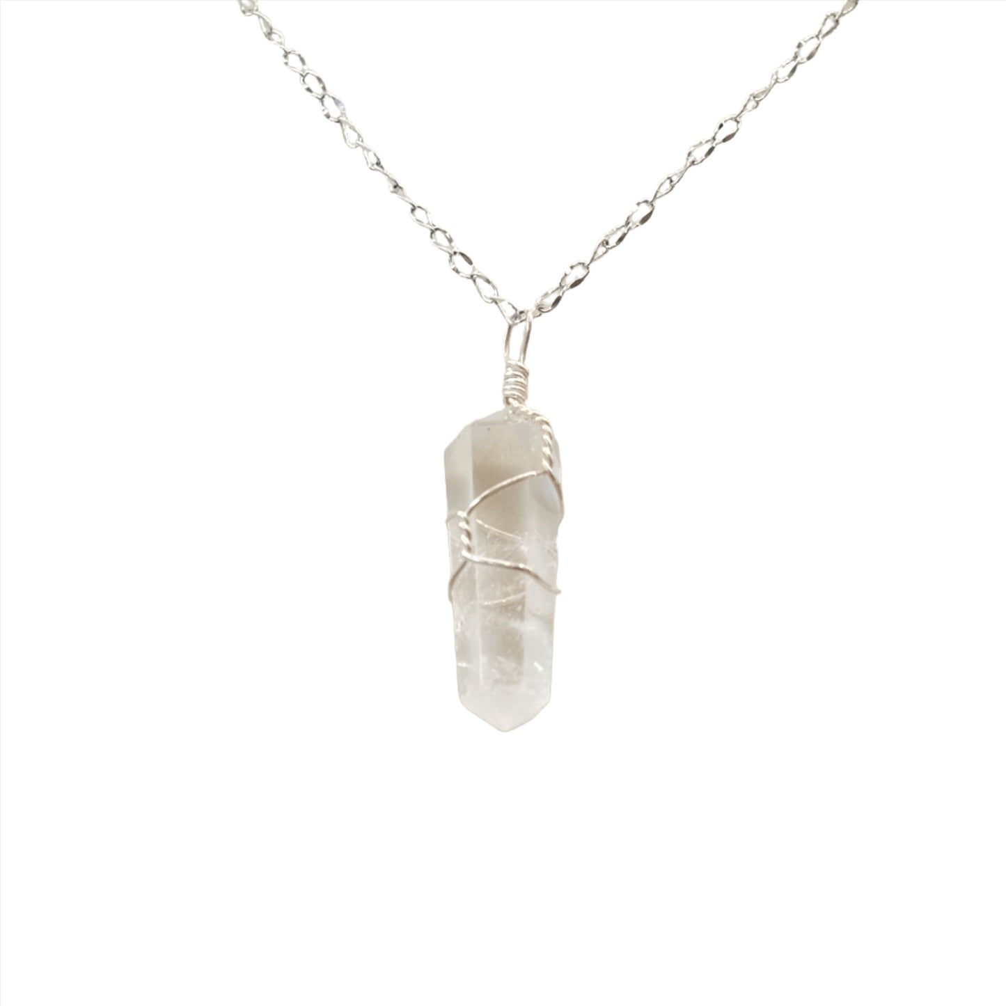 Clear Quartz Double Terminated Point Healing Stone Pendant Necklace