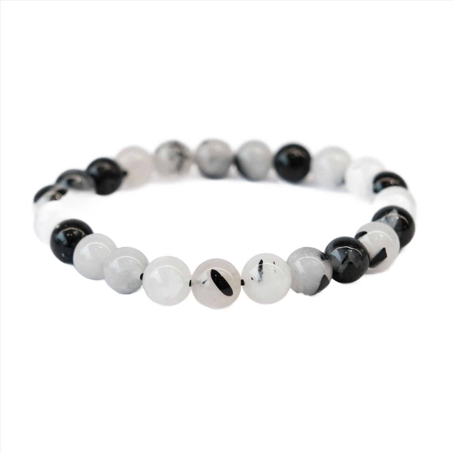 Black Tourmaline Rutile Quartz Bracelet 8 mm