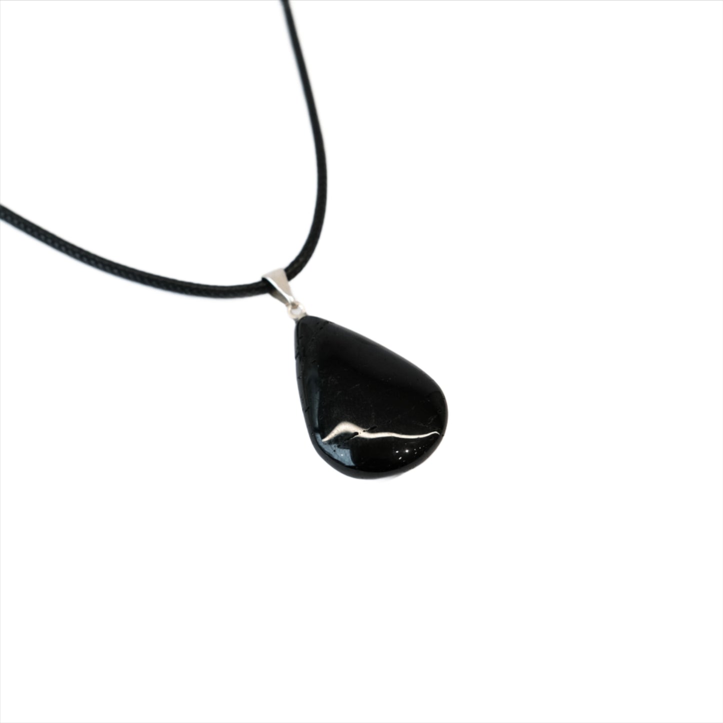 Black Tourmaline Teardrop Pendant Necklace
