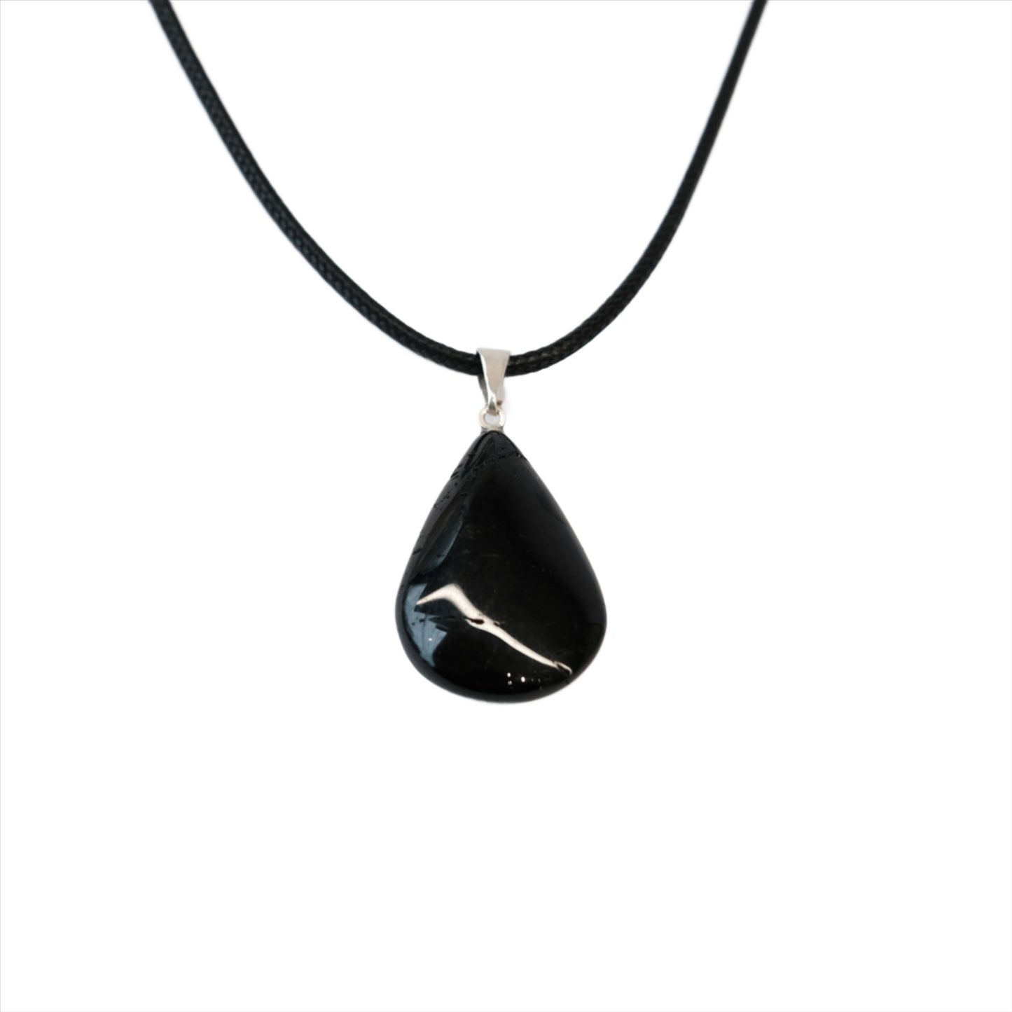 Black Tourmaline Teardrop Pendant Necklace