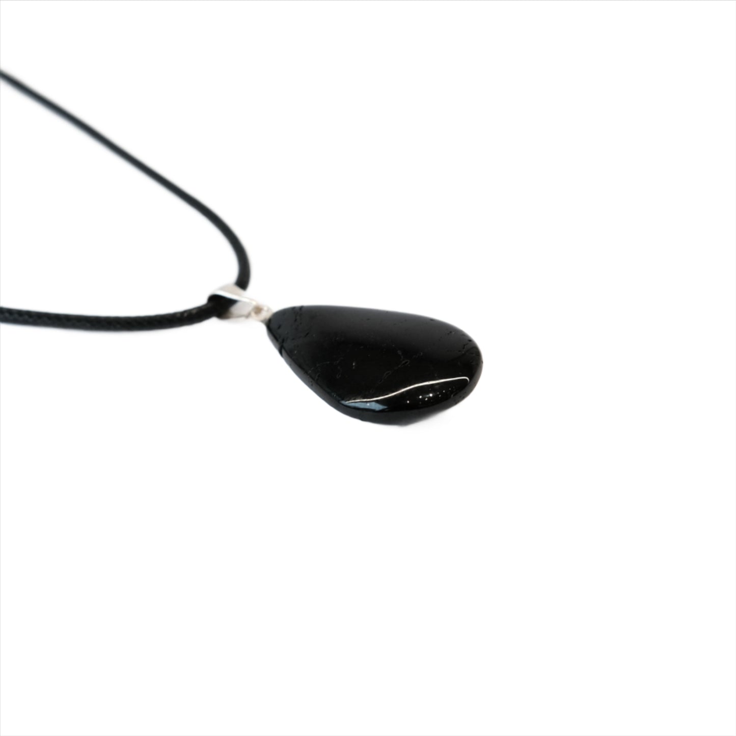 Black Tourmaline Teardrop Pendant Necklace