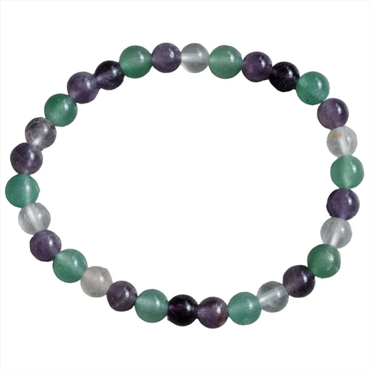 Fluorite Amethyst Green Aventurine bracelet with protective and prosperity stones for spiritual cleansing and good luck.