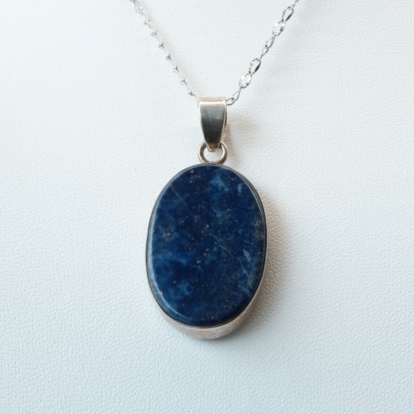 Lapis Lazuli Oval Sterling Silver Pendant Necklace