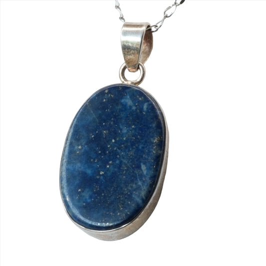 Lapis Lazuli Oval Sterling Silver Pendant Necklace