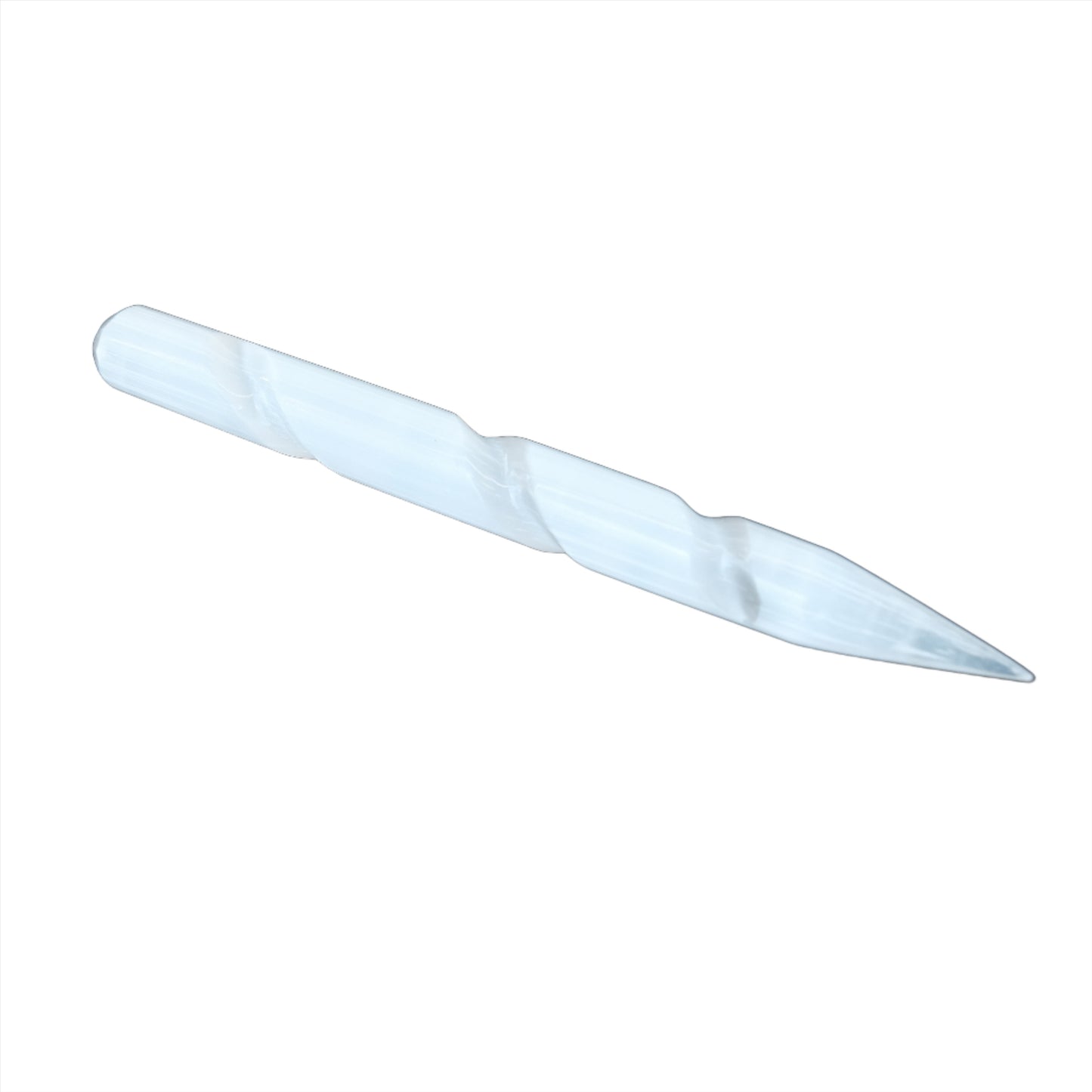 Selenite Spiral Pen Wand Massage Stick