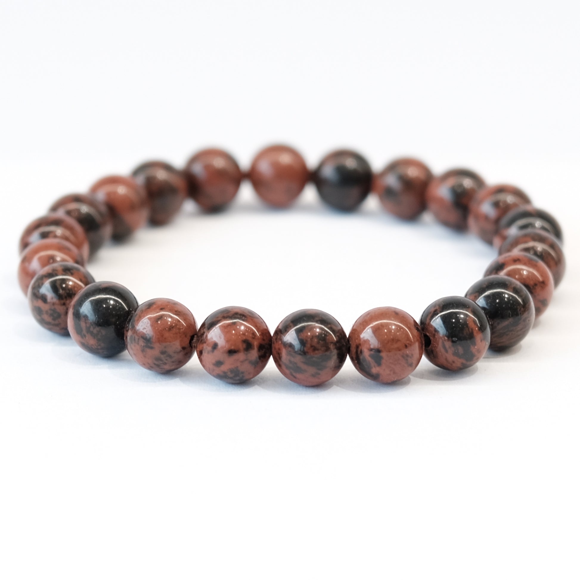 Mahogany Obsidian Bracelet 8MM, polished beads showcasing grounding energy and elegant style for natural healing.