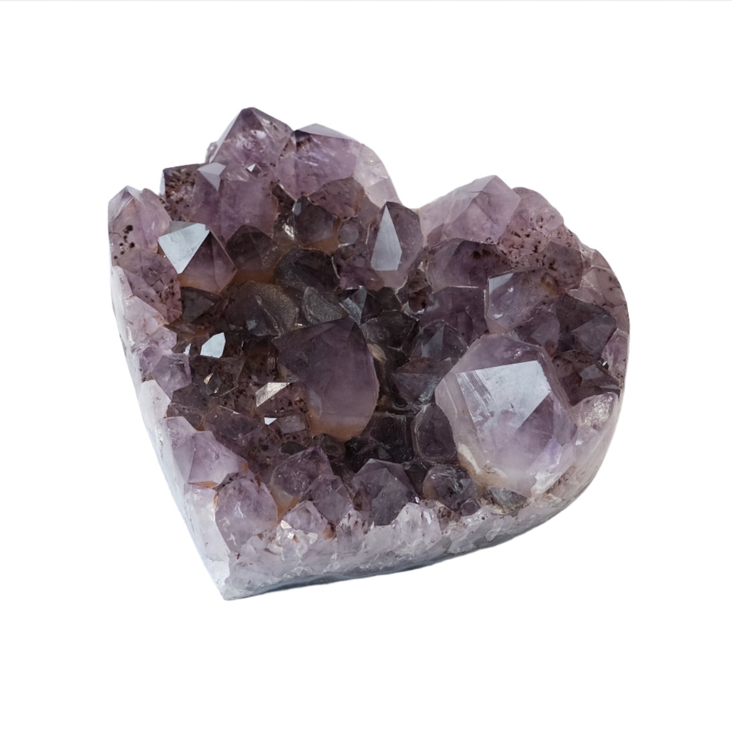 Heart-shaped amethyst crystal, 1085g, natural tranquilizer, stress reliever, promotes clarity and spirituality, boosts immune system.