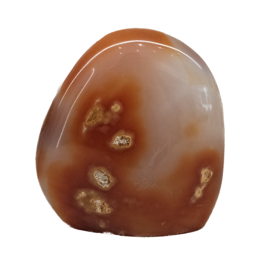 Carnelian free form stone, 277g, enhancing vitality, creativity, and healing properties for physical and emotional well-being.