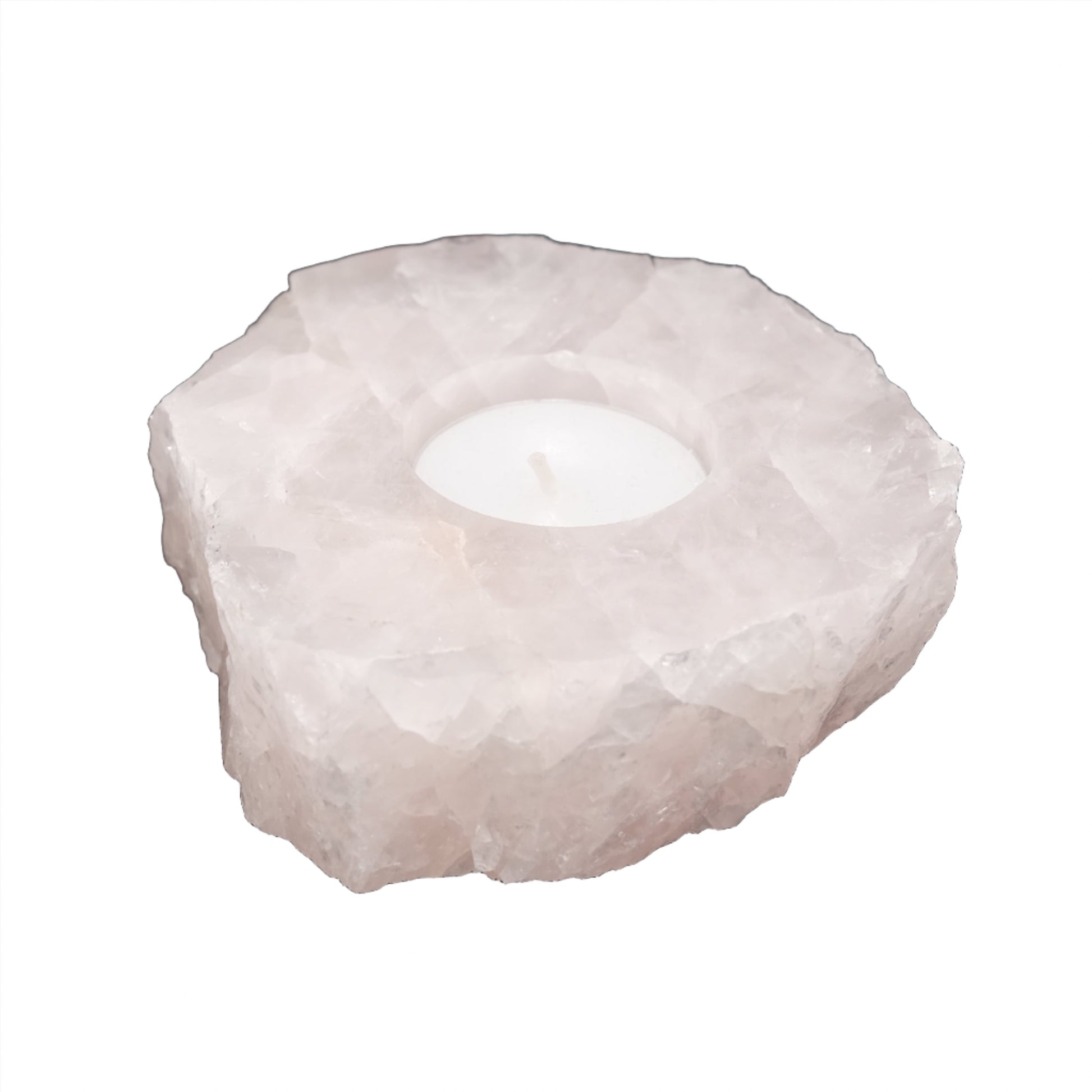 Rose Quartz Raw Edge Candle Holder