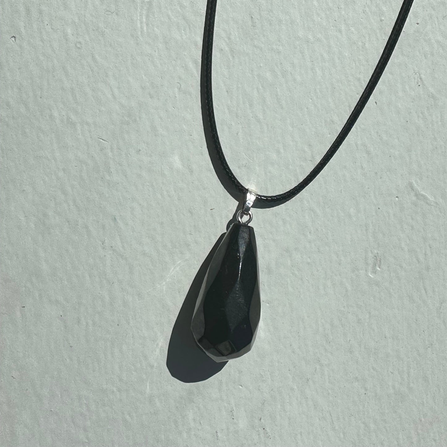 Shungite Faceted Drop Pendant Necklace