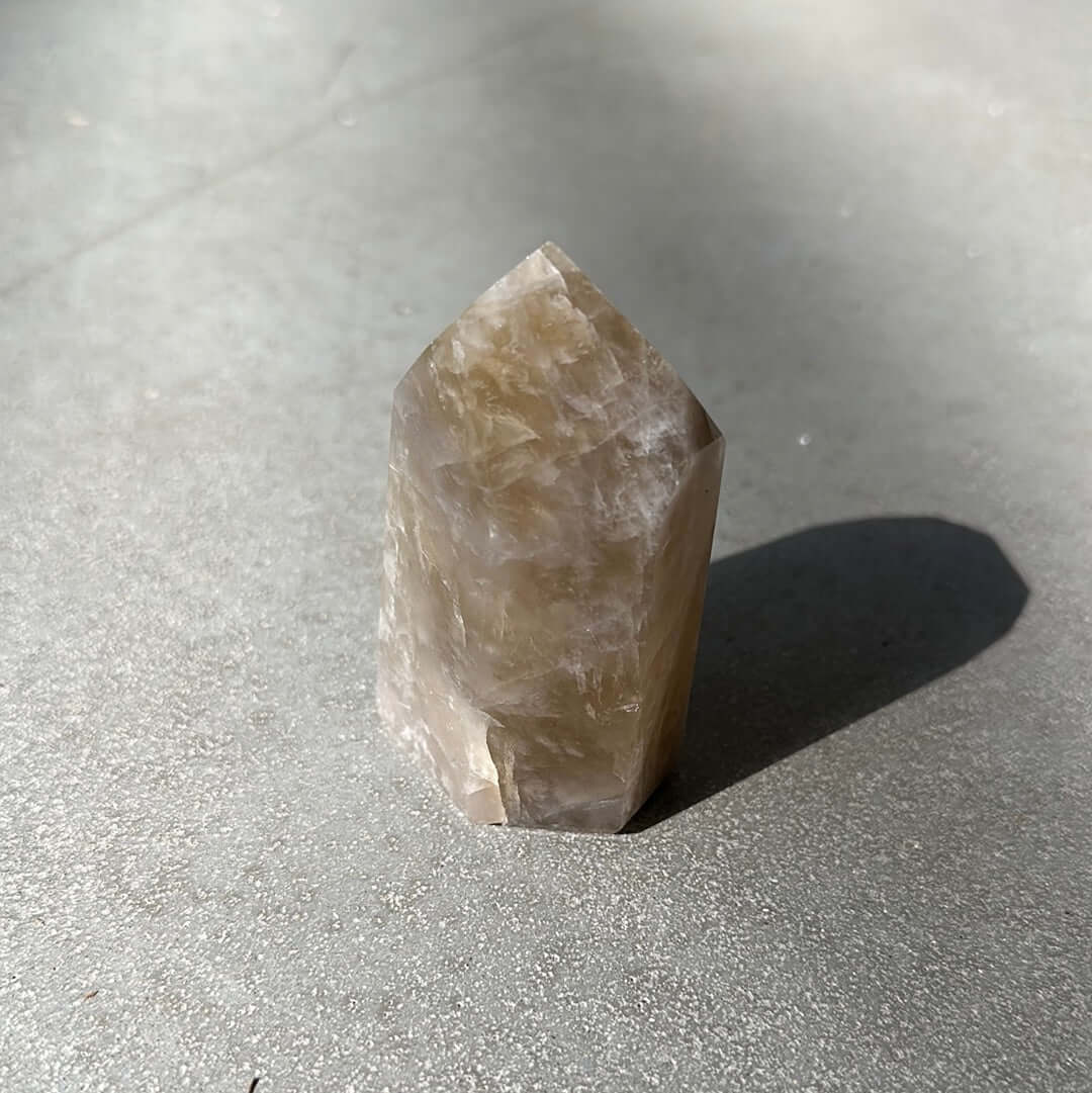 Citrine tower crystal 8.07 oz, known for energizing life and attracting wealth and success.