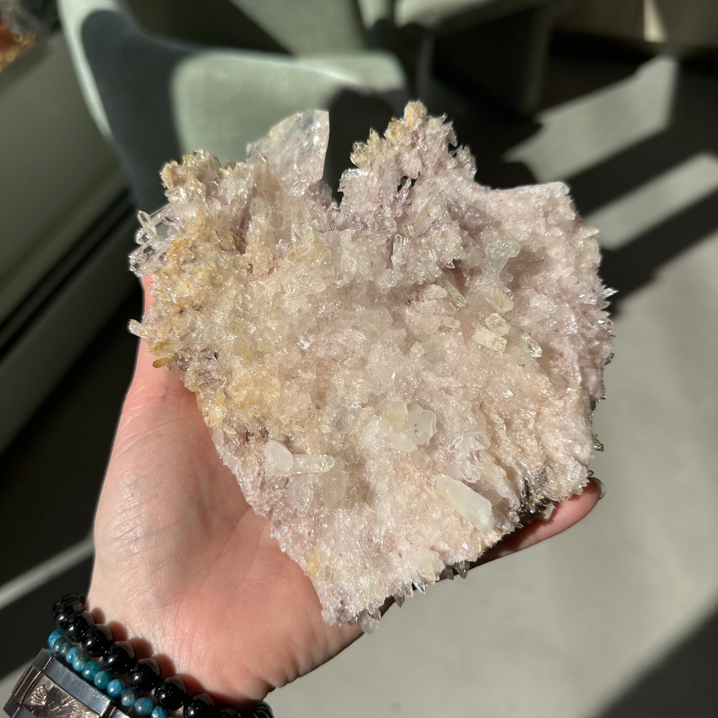Pink Lemurian Quartz Cluster 590g