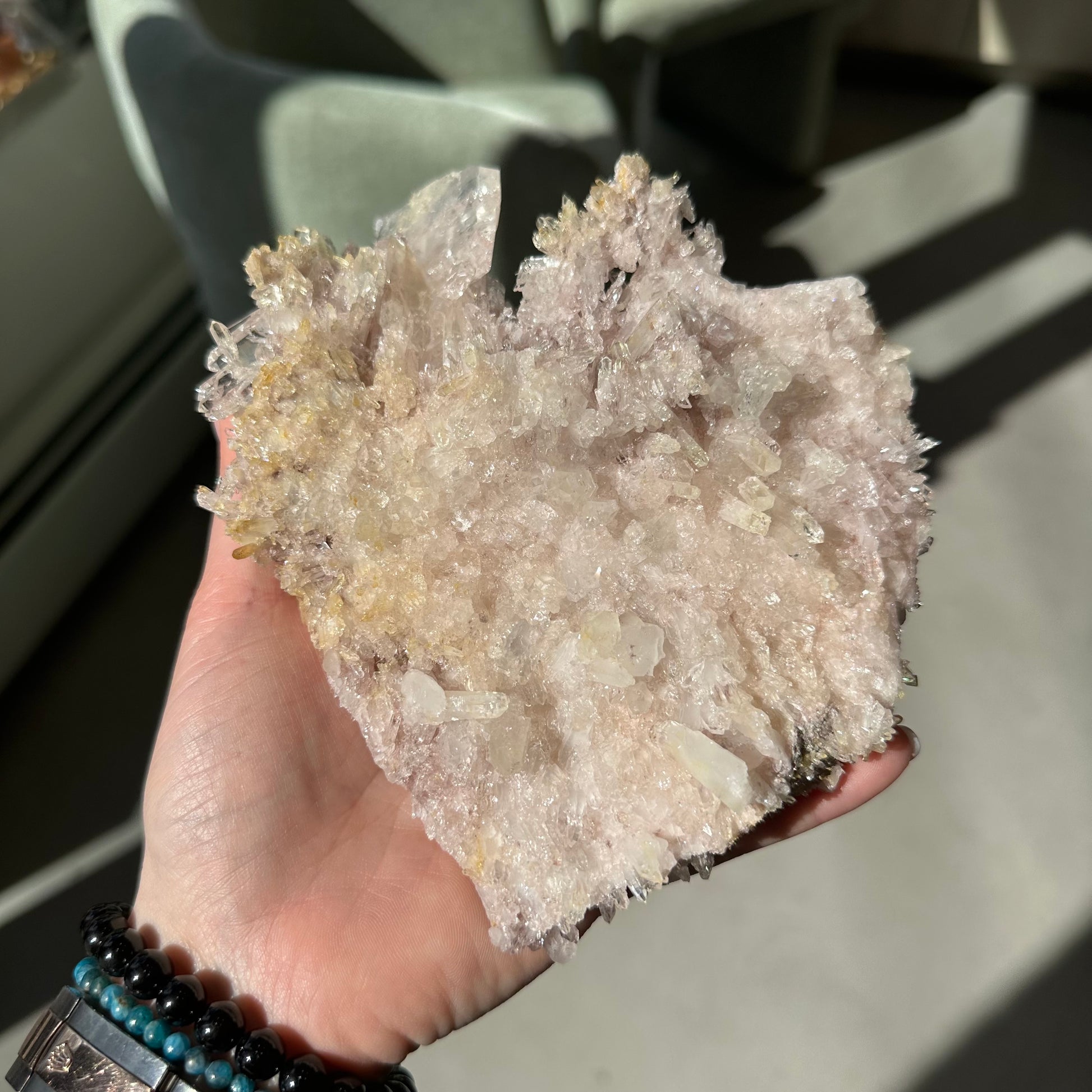 Pink Lemurian Quartz Cluster 590g