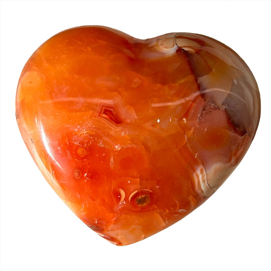 Carnelian heart stone, 156g, boosts creativity, vitality, and courage, supports healing and positive life choices.