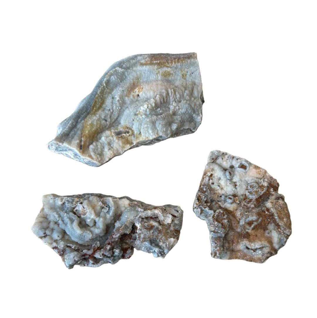 Agate natural with druse specimen stones for healing and aura cleansing displayed on a white background.