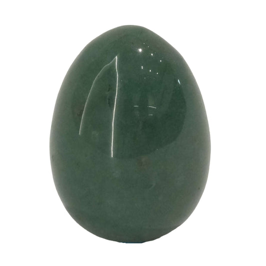 Green Aventurine egg, promoting emotional well-being and energetic balance in a polished stone design.