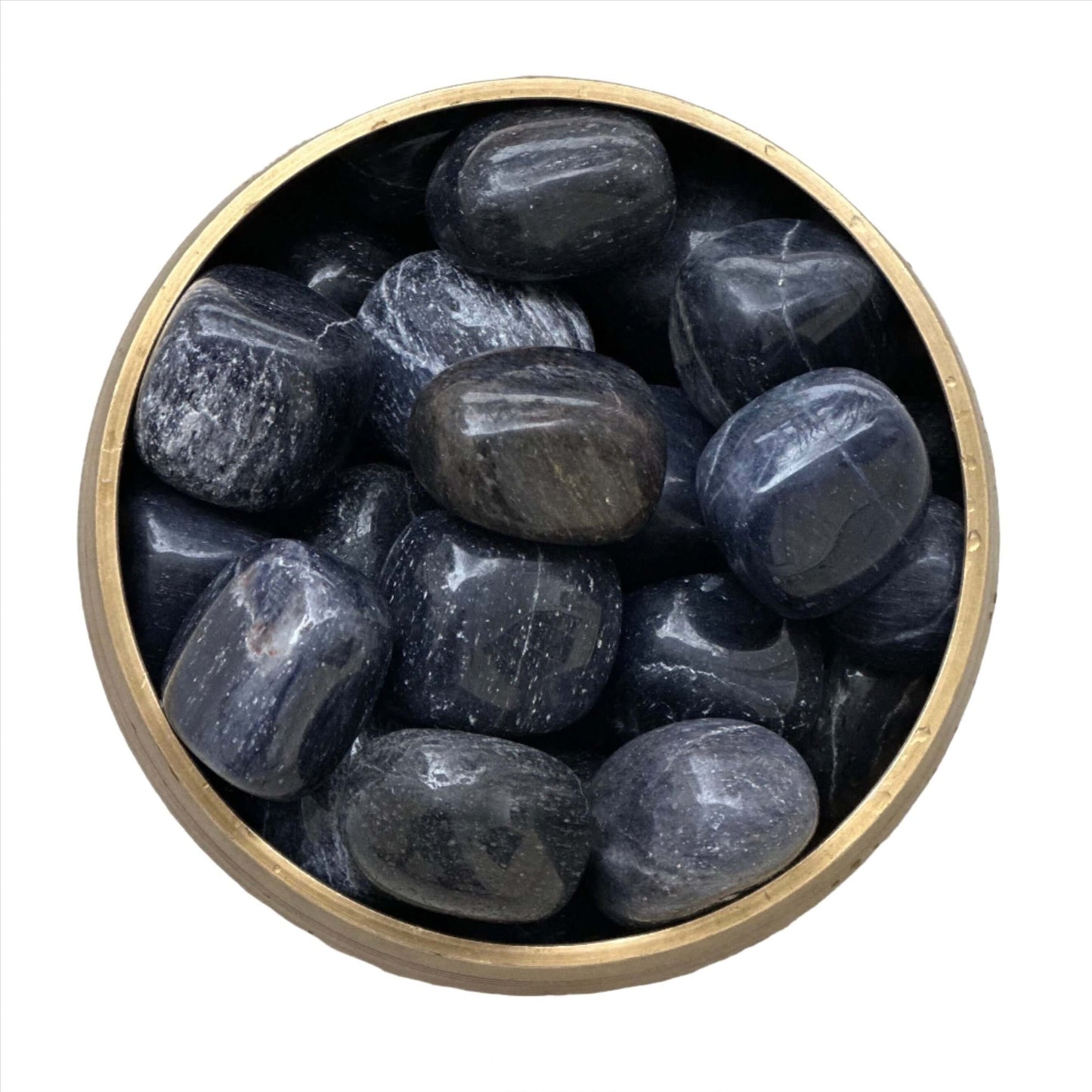 Bowl of Blue Aventurine Tumbled Stones for Inner Peace, Balance, 25-30 MM