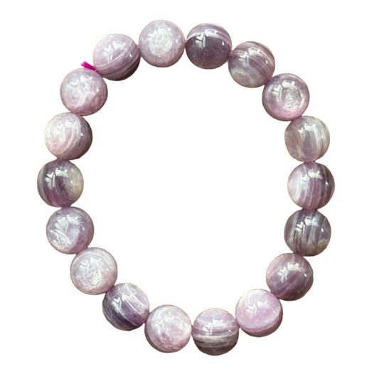 Lepidolite Bracelet 10MM with Healing Crystals for Reducing Anxiety and Stress.