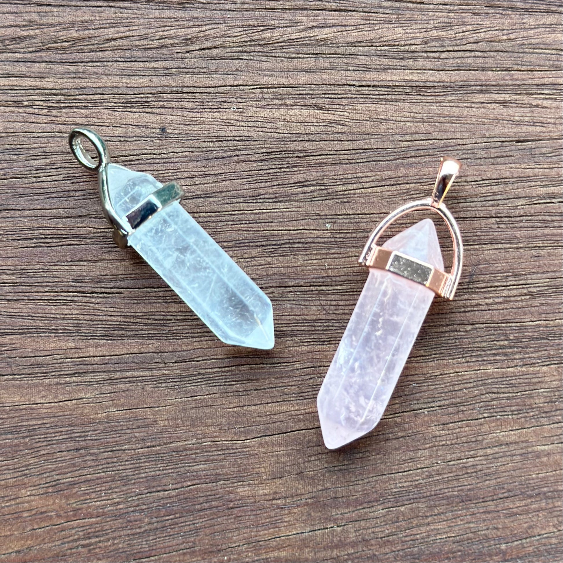 Rose Quartz Double Terminated Pendant Necklace