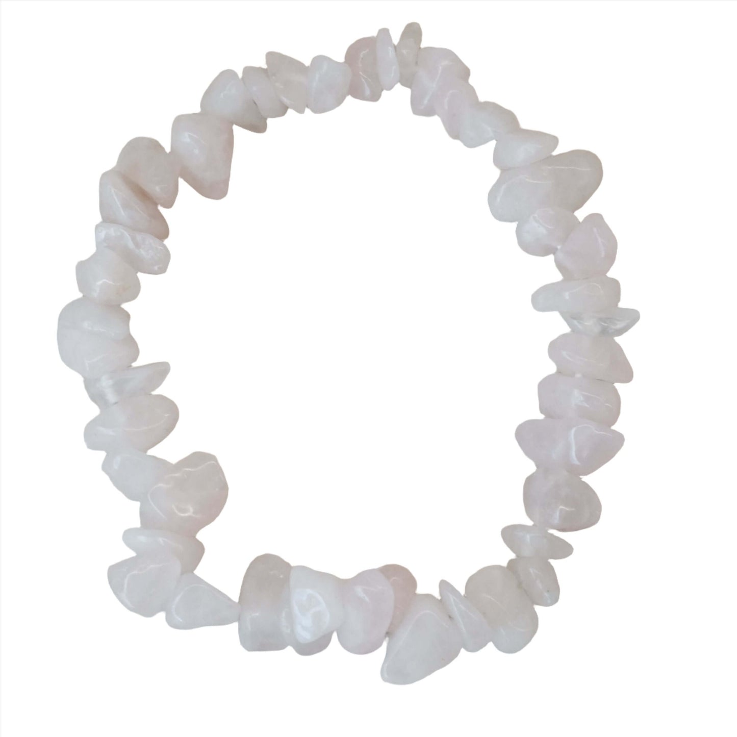 Rose Quartz Chip Bracelet for self-love and universal love, featuring natural stone chips, perfect for enhancing positive energy and style.