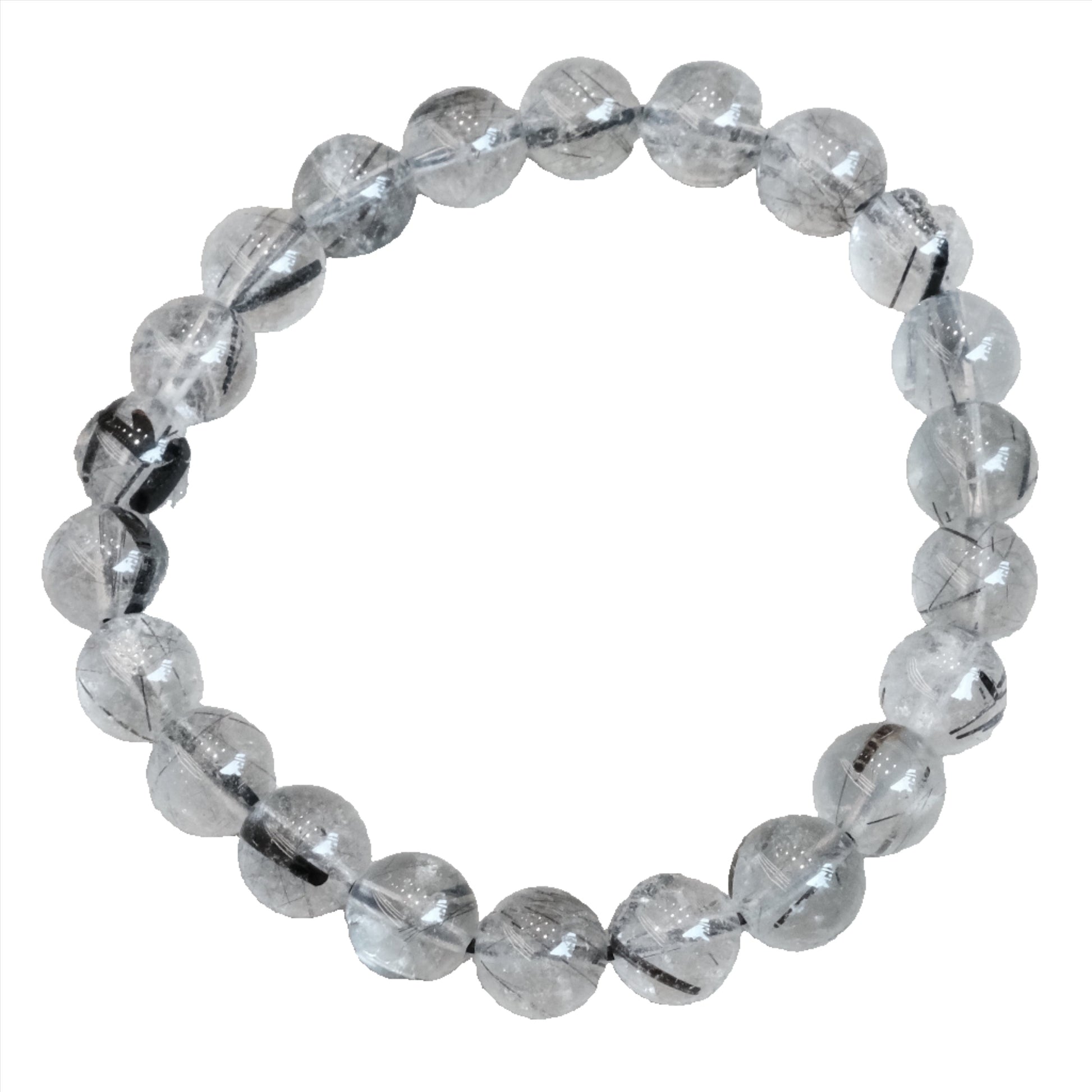 Rutilated Quartz Bracelet 8MM for spiritual cleansing and aura energizing, featuring natural stone beads with unique patterns.