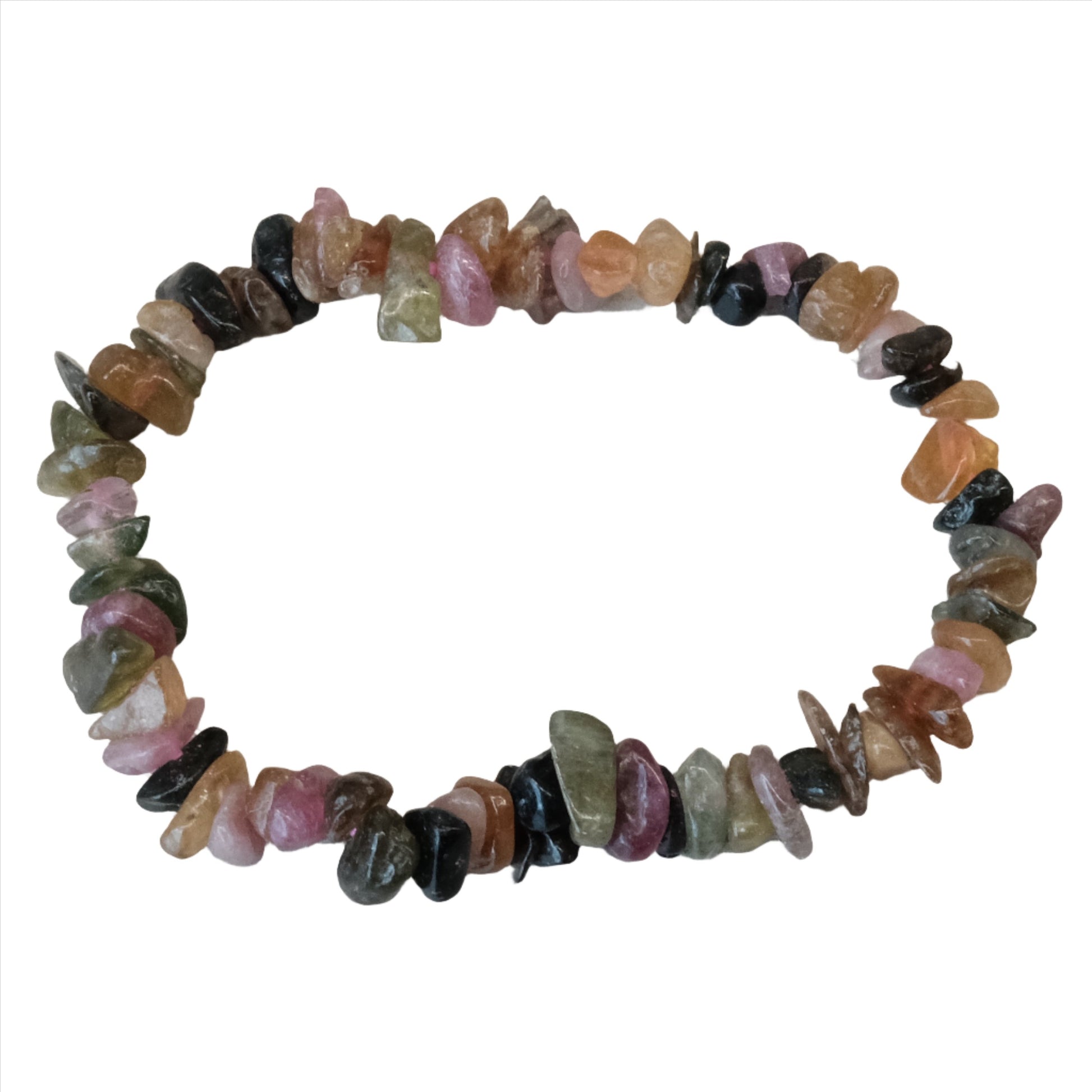Watermelon Tourmaline Chip Bracelet with natural gemstones for relaxation and calmness. Perfect for healing and stylish wear.