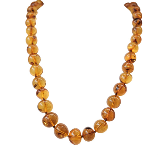 Amber Cognac Beads Necklace Adult Size