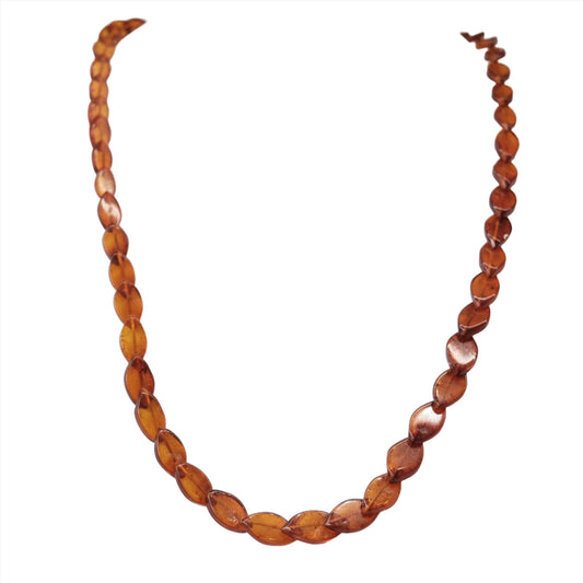 Amber Flat Beads Necklace Adult Size