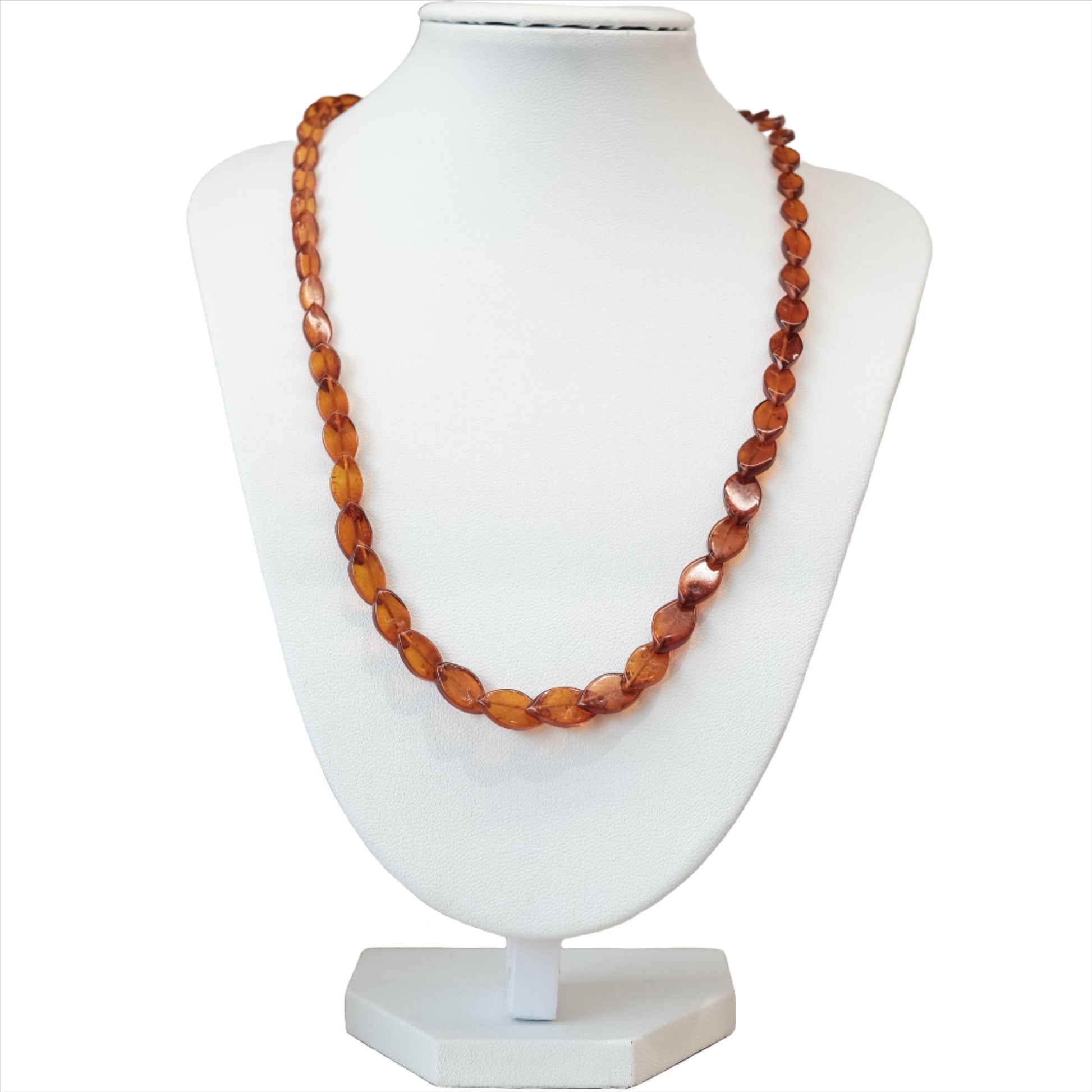 Amber Flat Beads Necklace Adult Size