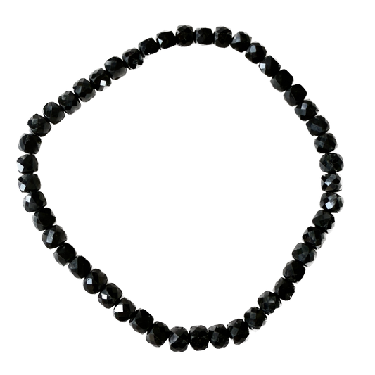 Black Tourmaline Faceted Cube Bracelet - Ultimate Protection & Grounding