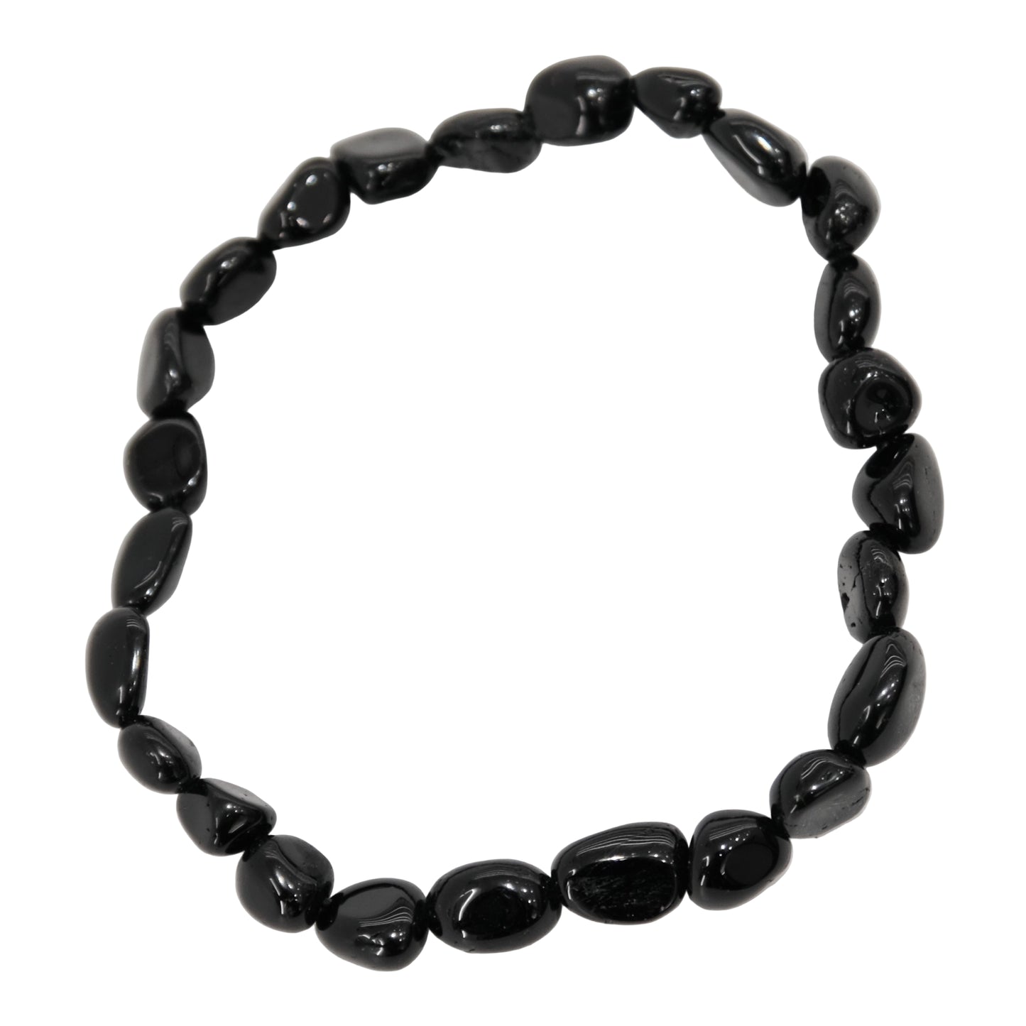 Black beaded bracelet on a white background