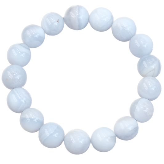 Blue Lace Agate Bracelet with 12mm stones for calming nerves and mental clarity