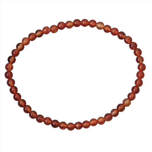 Carnelian Empowerment Bracelet with 4mm genuine carnelian beads, known for boosting confidence and creativity.
