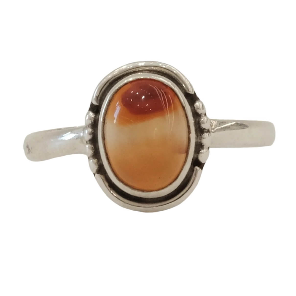 Carnelian sterling silver ring size 6 featuring an oval gemstone, designed to restore vitality and boost creativity.
