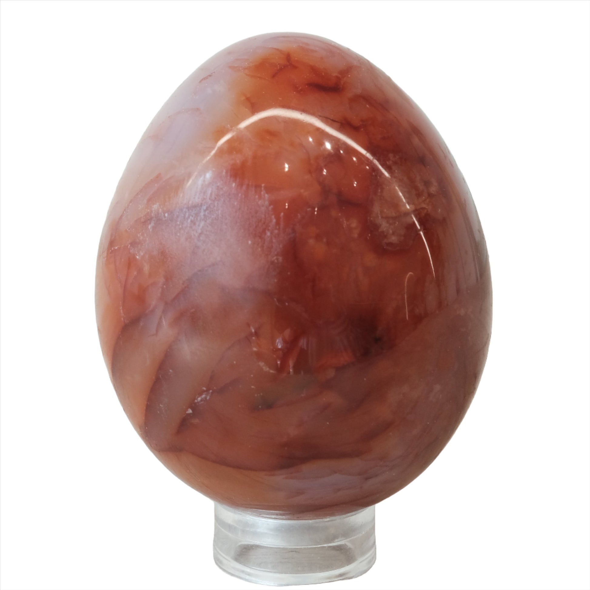 Carnelian egg promoting vitality, creativity, and healing, ideal for overcoming challenges and boosting fertility.