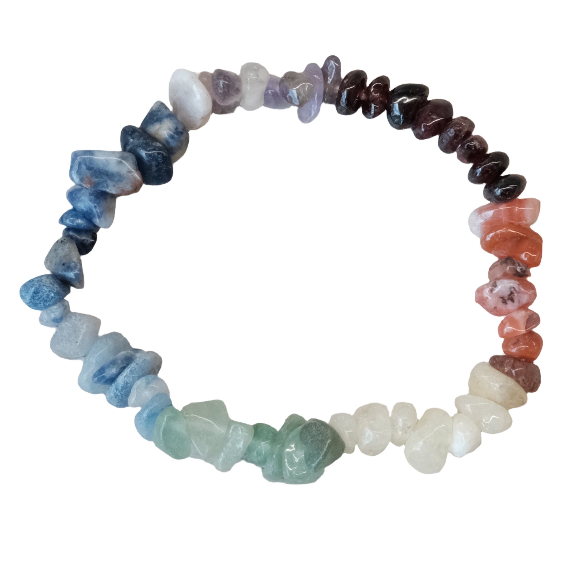 Energy Center Chip Bracelet with colorful stones for balance and harmony.