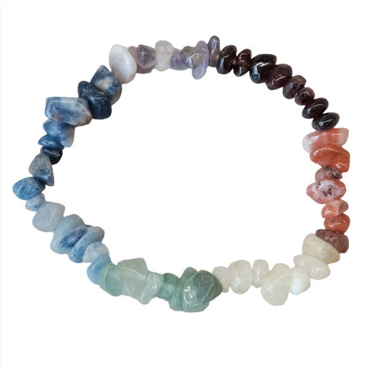 Energy Center Chip Bracelet with colorful stones for balance and harmony.