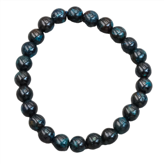 Chrysocolla bracelet with 6-7mm beads, exuding calming energy and promoting harmony, creativity, and confidence.