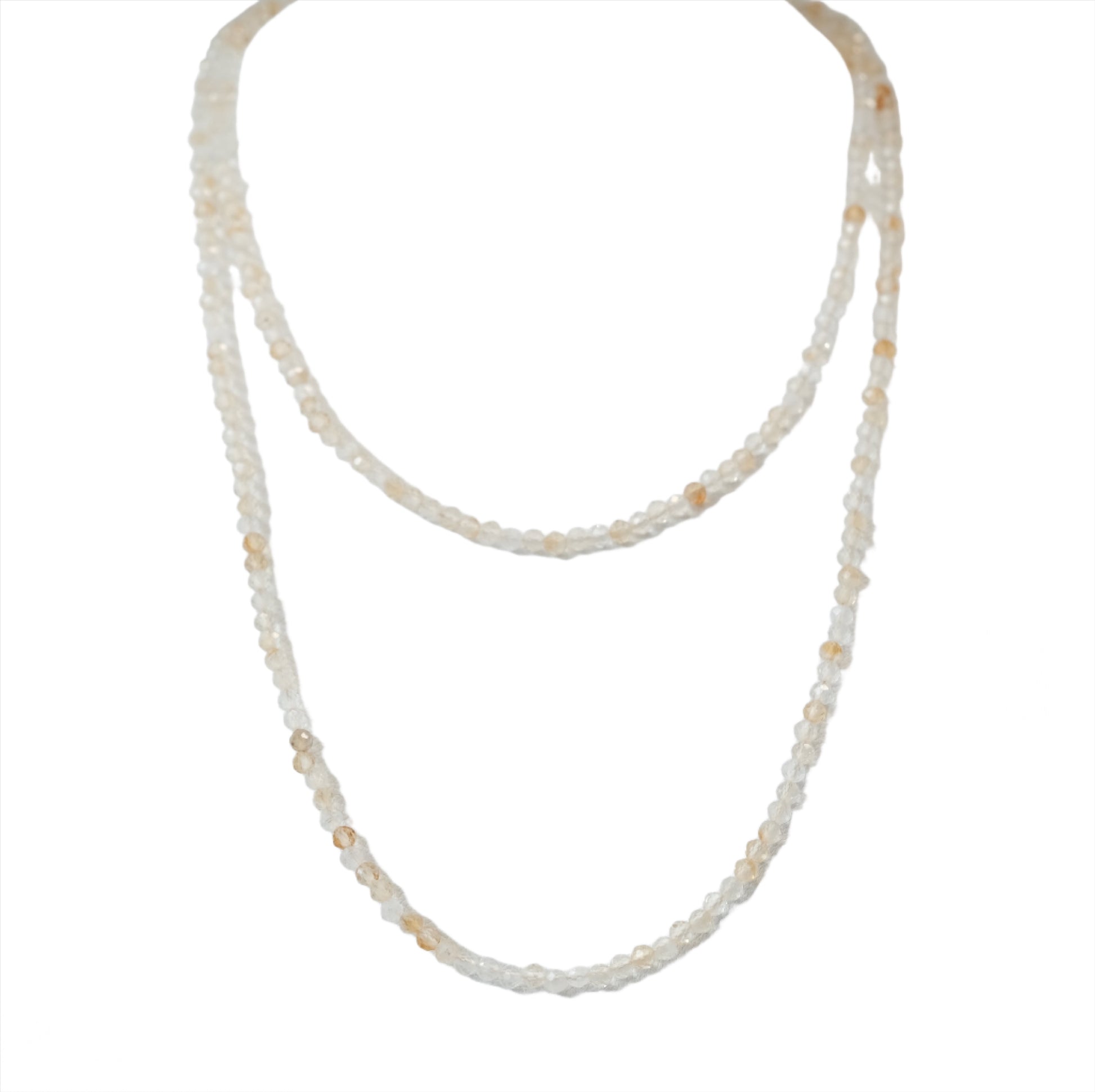 Citrine Faceted 31" Necklace Multi Wrap Bracelet, 3MM beads, energizing and prosperity-enhancing crystal jewelry.