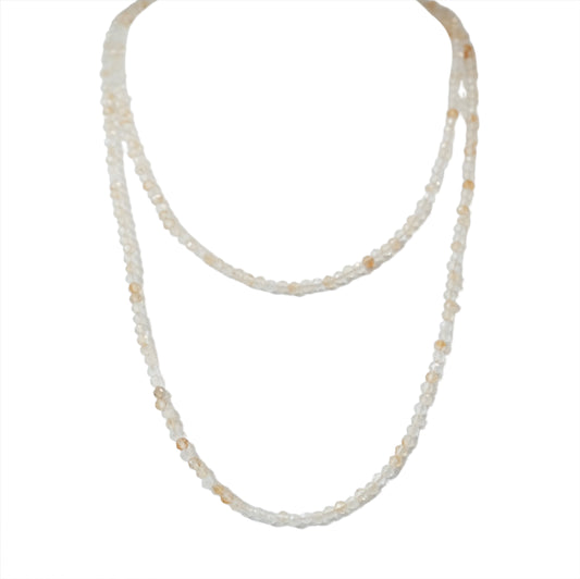 Citrine Faceted 31" Necklace Multi Wrap Bracelet, 3MM beads, energizing and prosperity-enhancing crystal jewelry.