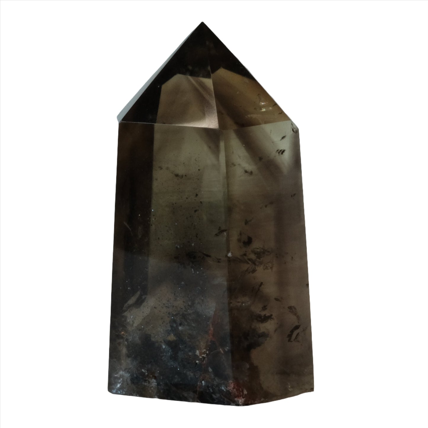 Smoky quartz tower crystal, known for enhancing intuition and promoting success and prosperity.