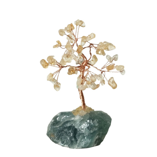 Citrine Gem Tree with Fluorite Base 3.5" 63 Beads