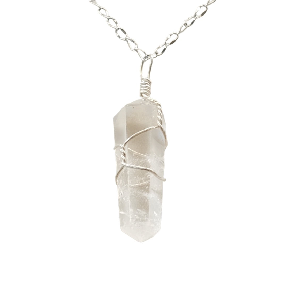 Clear Quartz Double Terminated Point Healing Stone Pendant Necklace