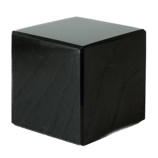 Black obsidian cube, 1.7 inches, known for protection against negativity and enhancing truth, ideal for self-discovery.
