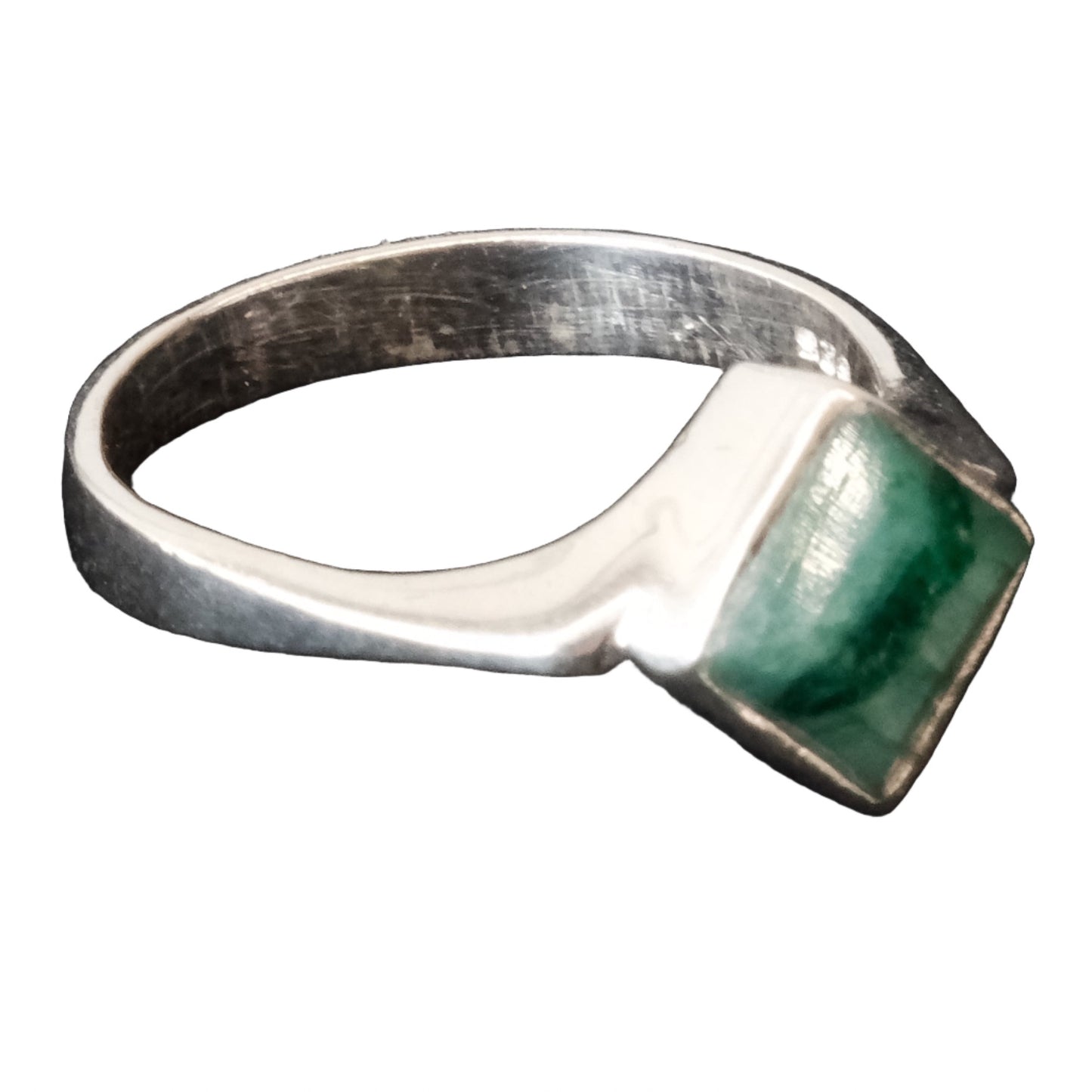 Emerald Sterling Silver Ring Size 8
