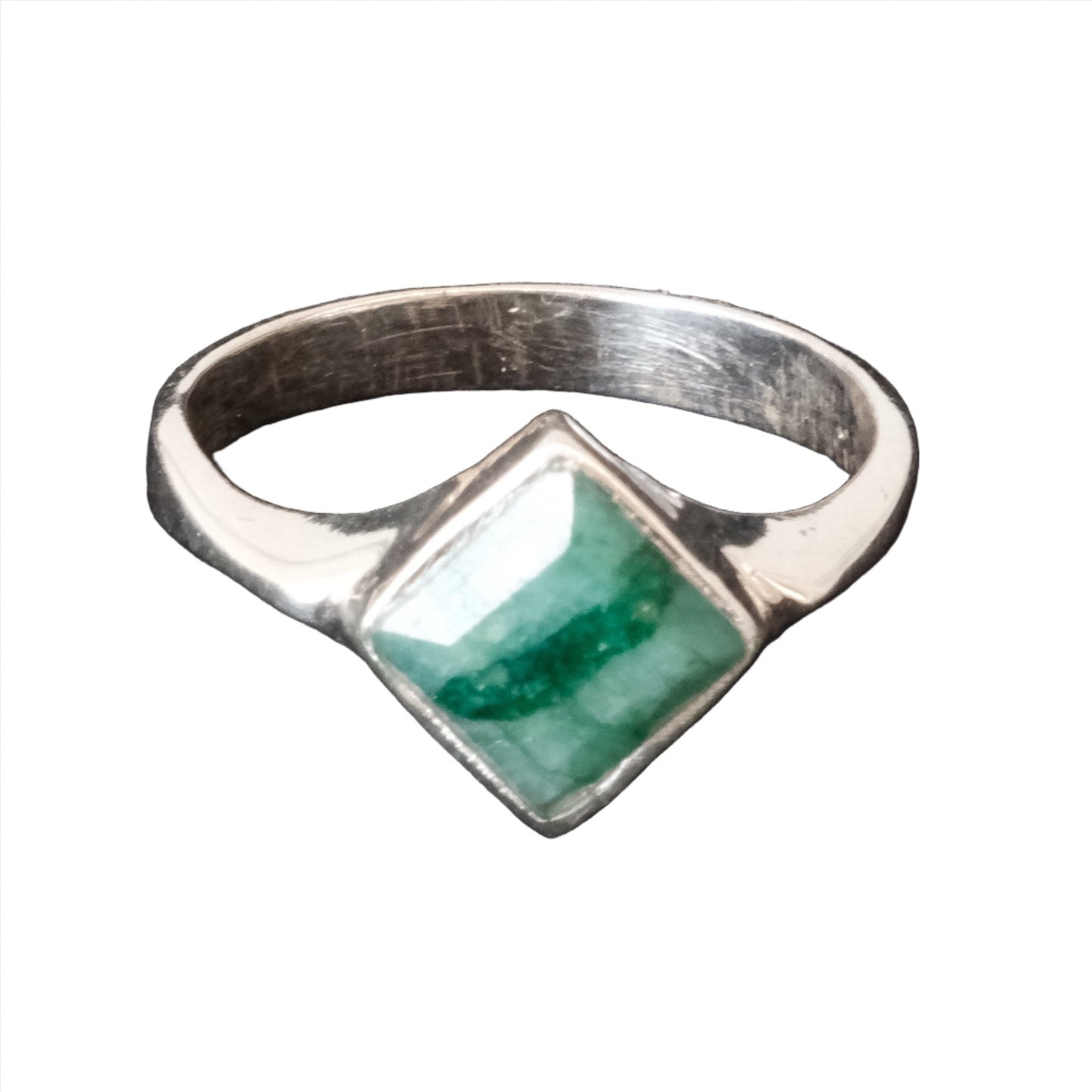 Emerald Sterling Silver Ring Size 8
