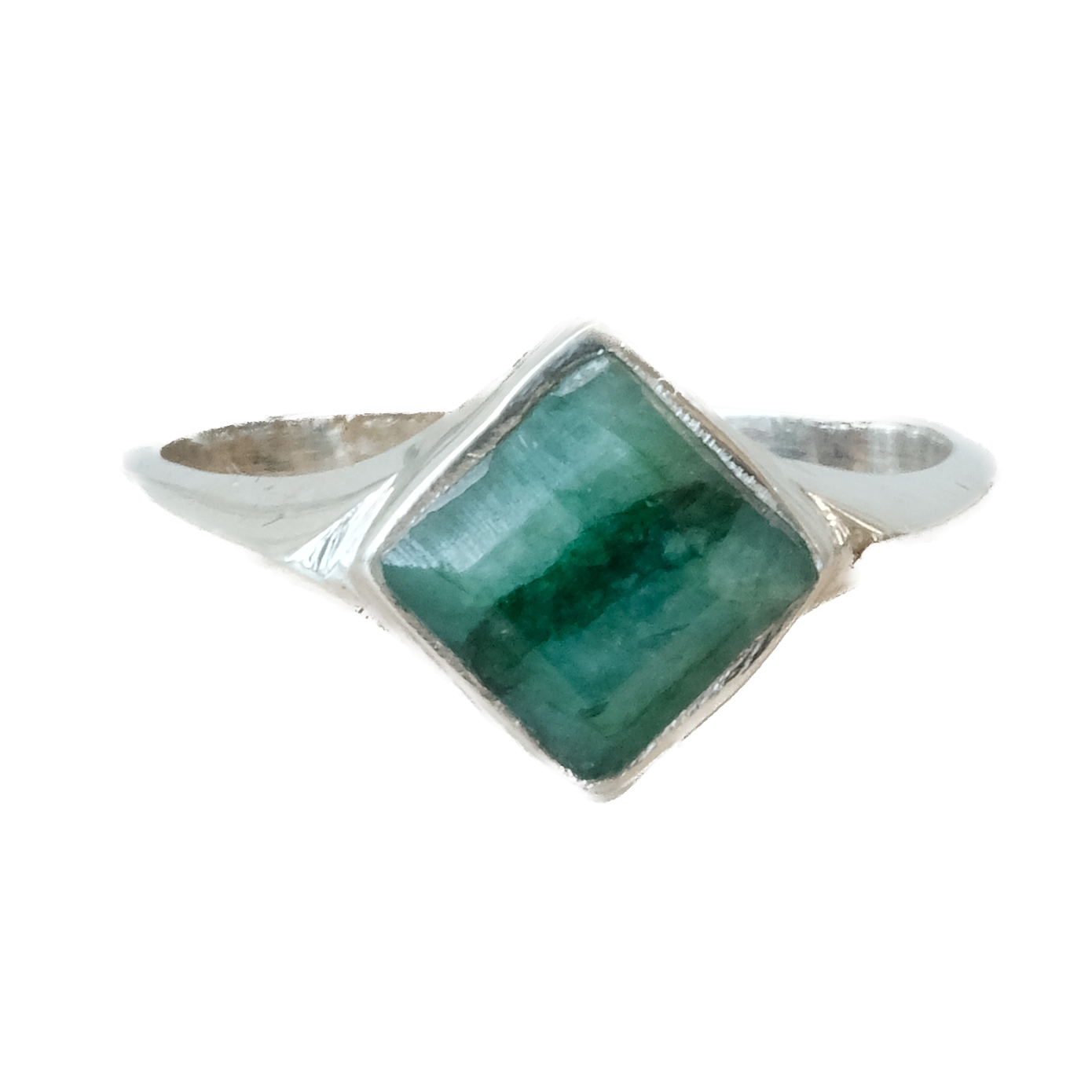 Emerald Sterling Silver Ring Size 8